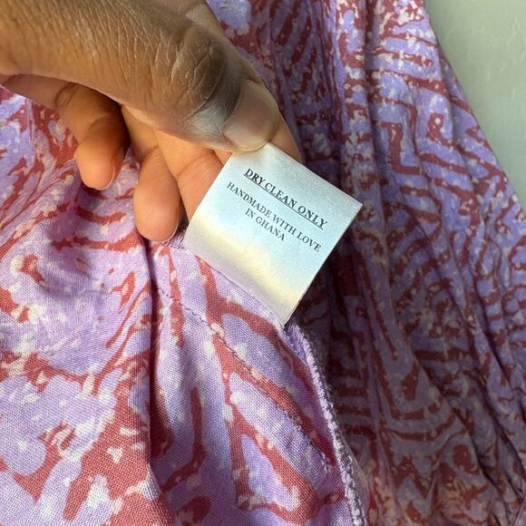 Sika Wrap Top Cotton Printed Lilac Rust 3/4 Sleeve Tie Front Cropped Top Size 4 - Picture 7 of 7